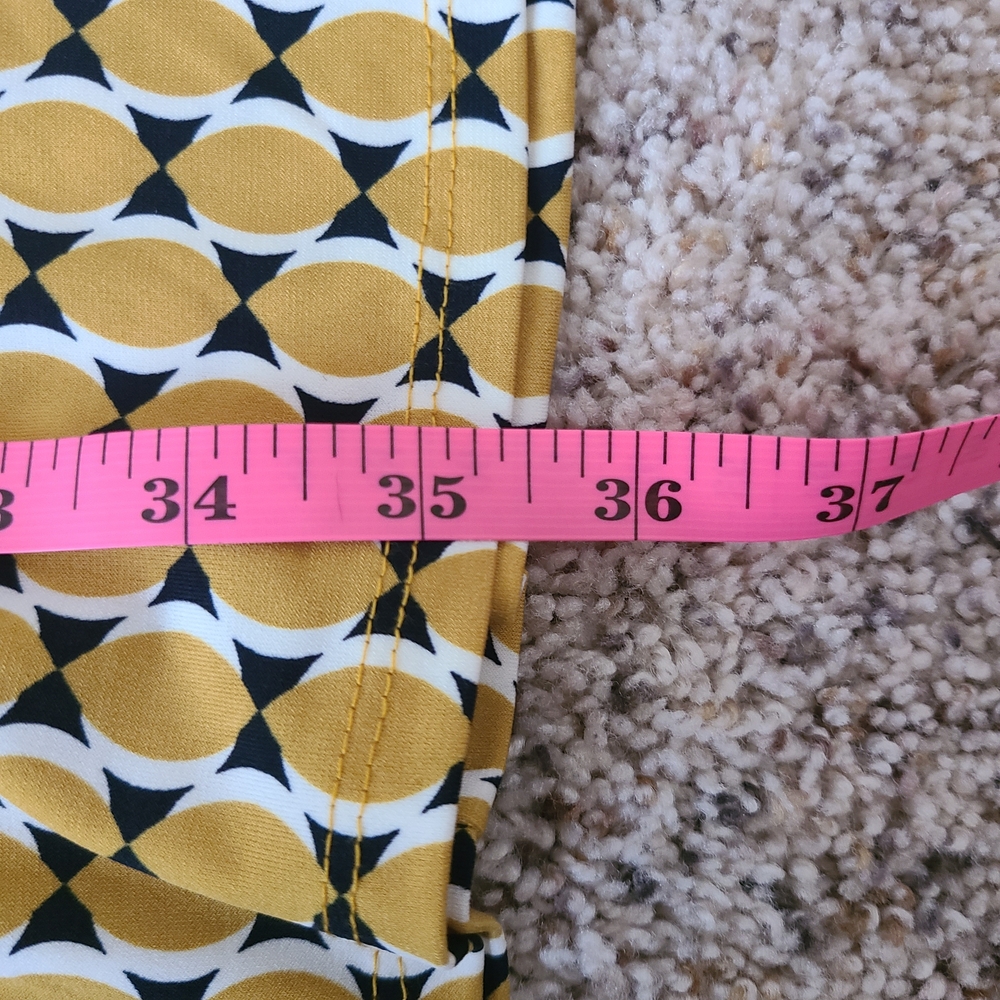 Ann Taylor Factory Faux Wrap Dress | Mustard Yellow Geo Print | Size 6 - Picture 10 of 10